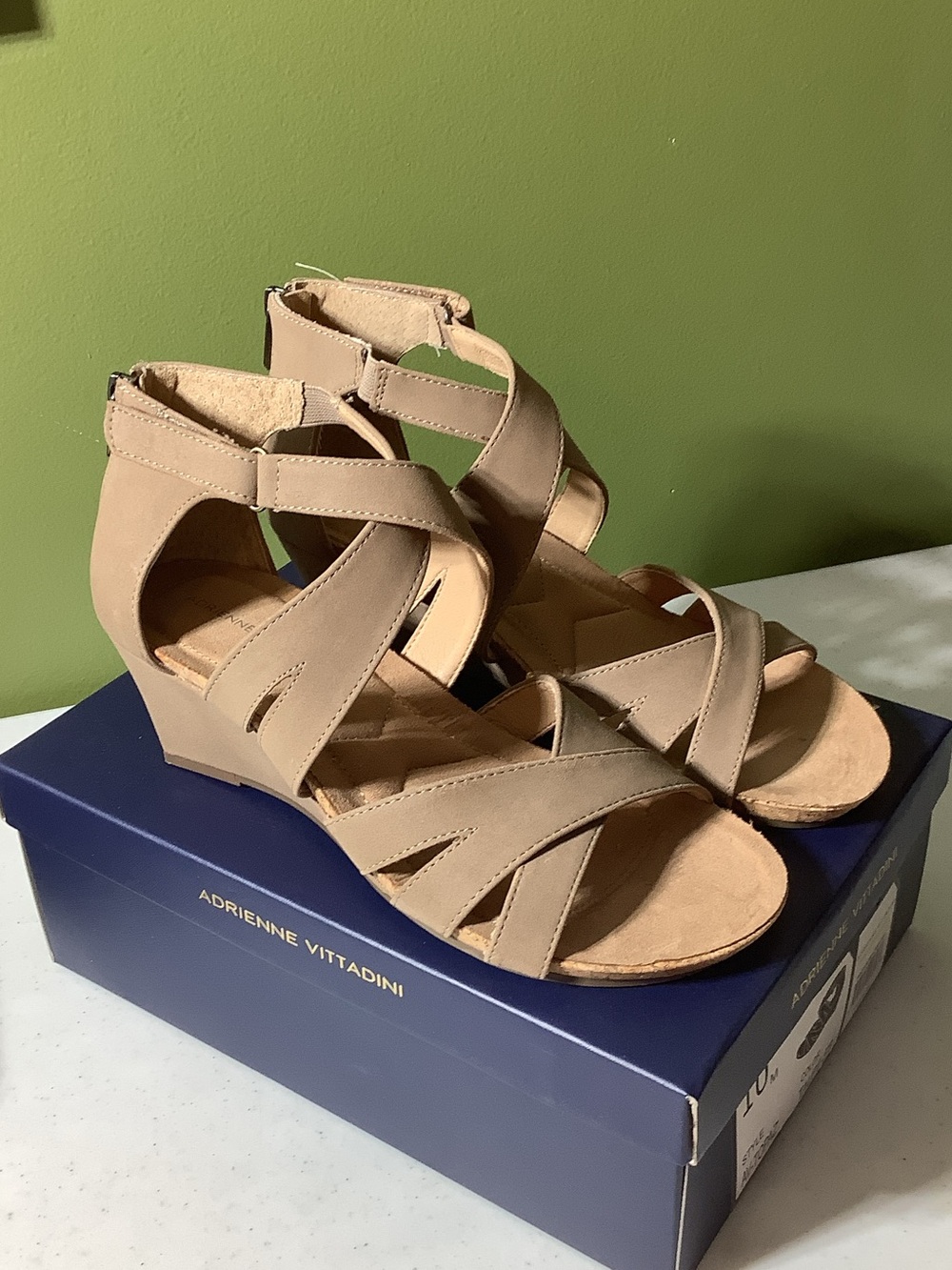 Adrienne Vittadini tan strappy heels, size 10